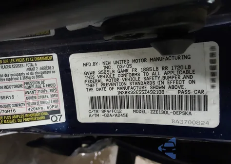 2005 Toyota Corolla S из США, поврежденный, VIN 1NXBR32E55Z492108